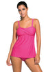 Sexy Deep Pink 2pcs Swing Tankini Swimsuit